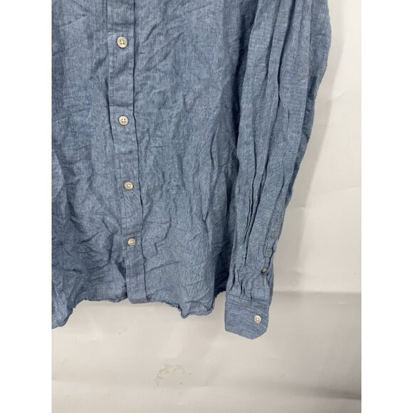Banana Republic Untucked Fit 100% Linen Button Front Shirt Men XL Blue Beach - Picture 7 of 8